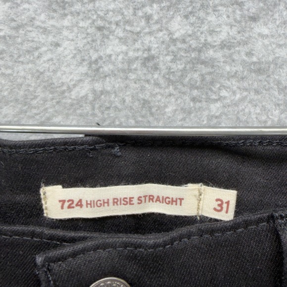 Levis 724 Jeans Womens 12 Black High Rise Slim Straight Hypersoft Stretch Denim - Picture 3 of 12